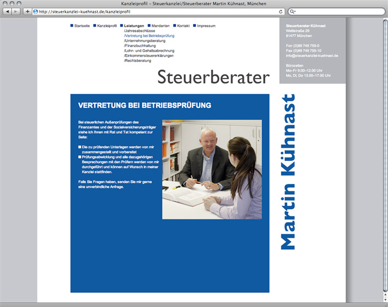Webdesign Steuerberater München Martin Kühnast – Referenz von su-pr-design