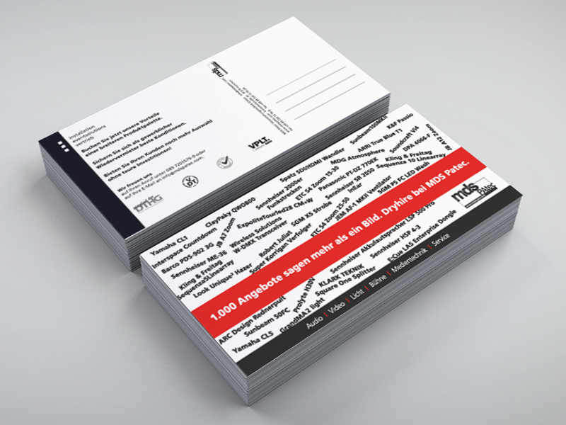 Gestaltung Mailing Postkarten für MDS PAtec – Referenz von su-pr-design