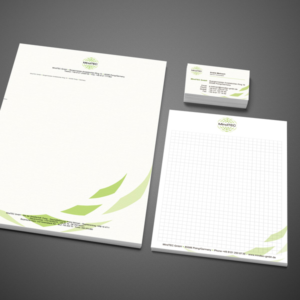 Gestaltung Geschäftspapiere, Erstellung Wordvorlage Briefpapier, Geschäftspapiere für MindTEC – Referenz von su-pr-design