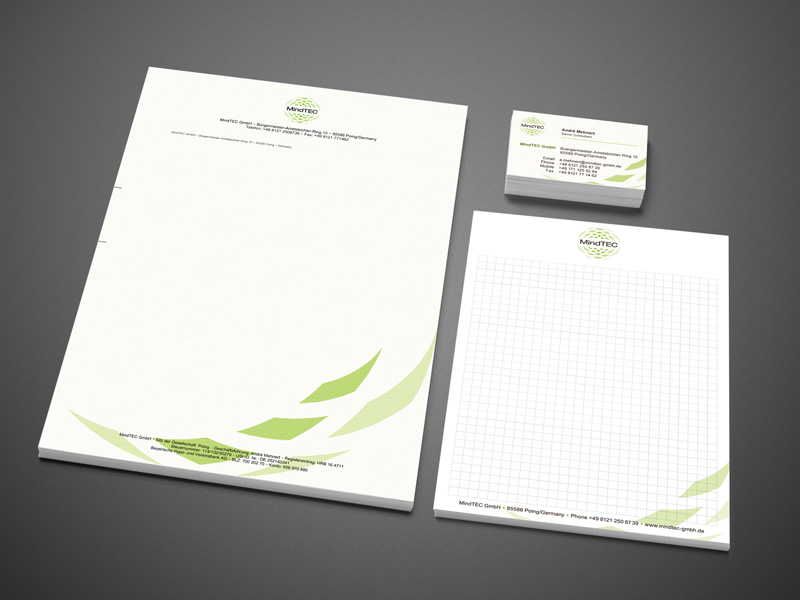 Gestaltung Geschäftspapiere, Erstellung Wordvorlage Briefpapier, Geschäftspapiere für MindTEC – Referenz von su-pr-design